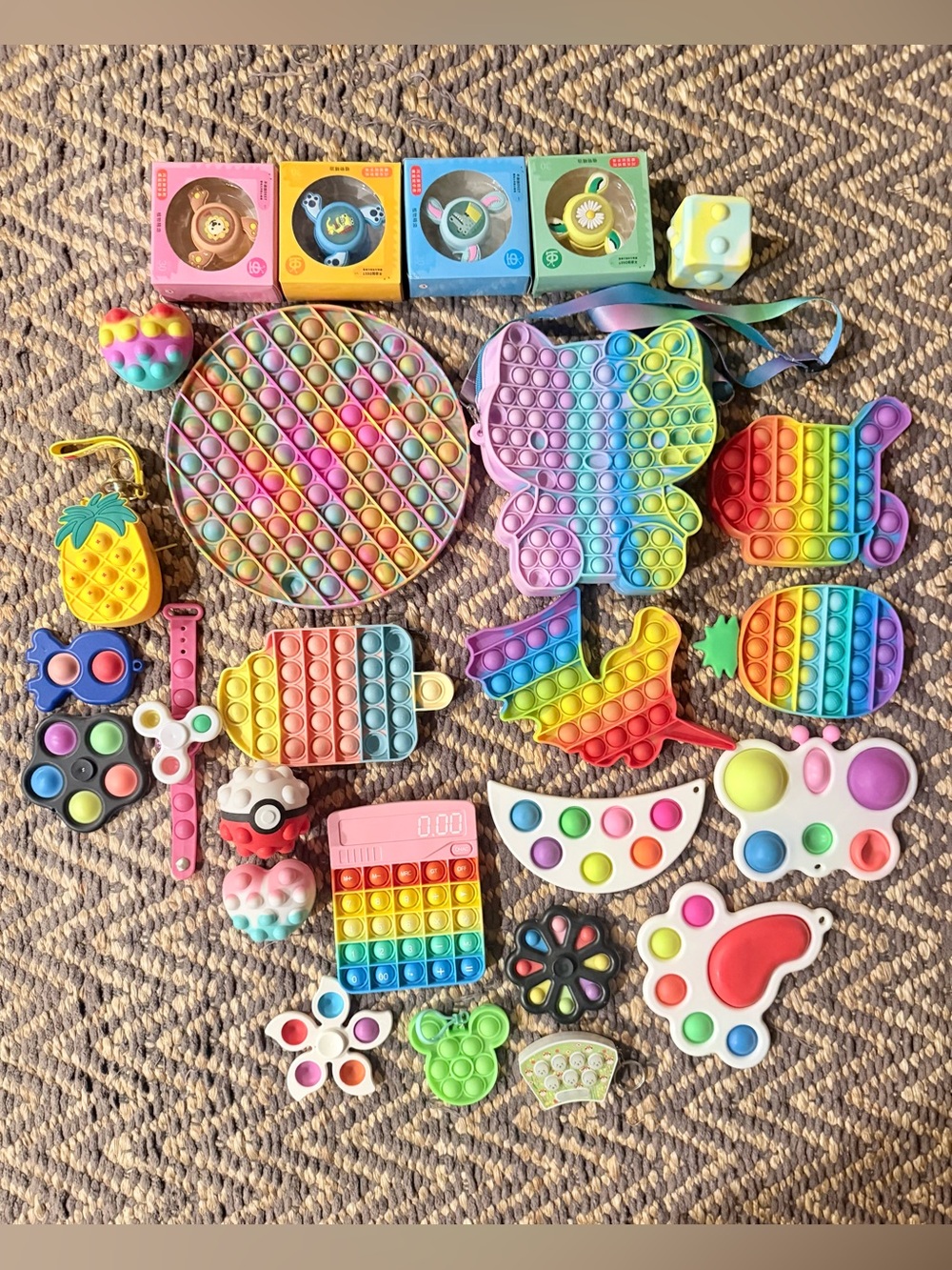 Huge Fidget Sensory Toy Lot - 25+ Pcs (Pop Its, Simple Dimple, Calculator)